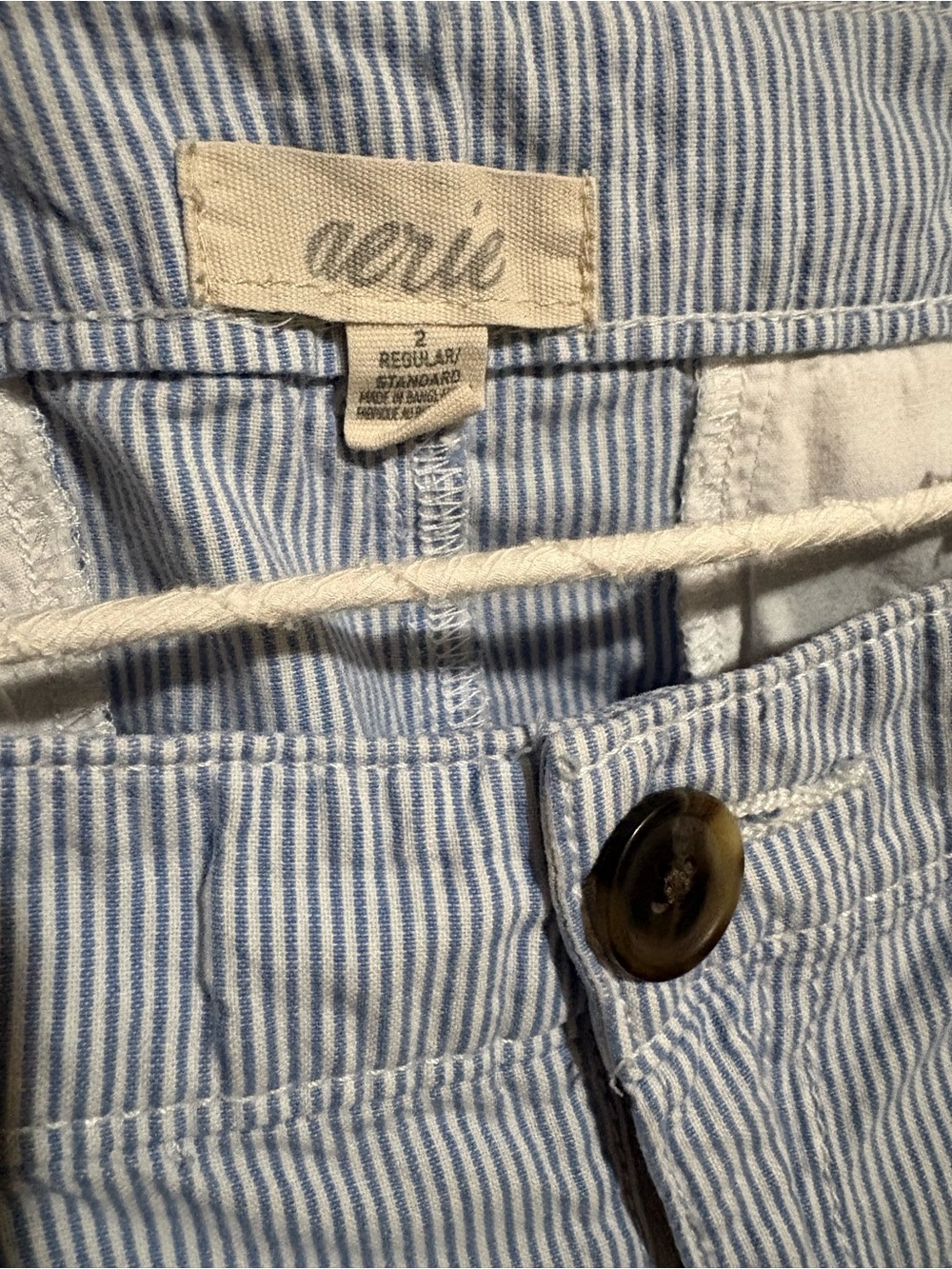 aerie Light Blue Seersucker Mid-Rise Shorts - Picture 3 of 3